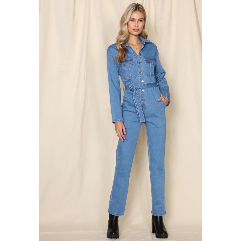 Denim Jumpsuit with FREE Belt Included